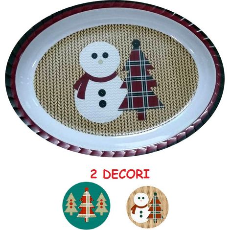 Vassoio in Melamina Natale mix smerlato ovale 53 cm 2 Decori