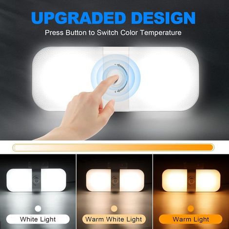 Lampe 12v LED Camping Car Lumiere Camping Car Plafonier Eclairage Caravane 12v Interieur avec Interrupteur Dimmable pour RV Camion Bateau Voiture Van Cabine Fourgon 3 Couleurs 1PC (1/5)