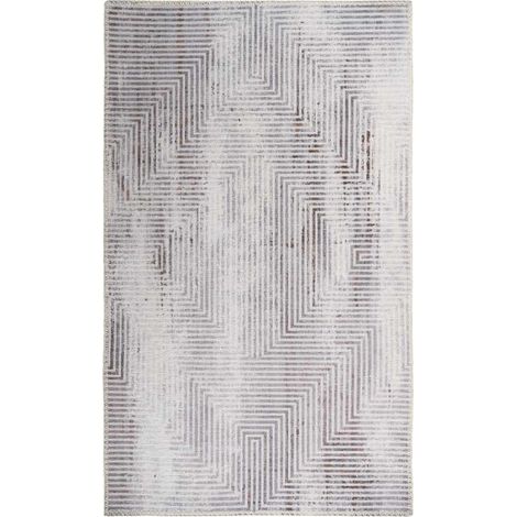 Tapis Tissé Imprimé à Poils Plats "Maya VI" Gris 160 x 230 cm (1/4)