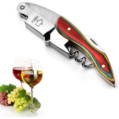 Tire-bouchon professionnel pour sommelier avec poignée ergonomique en caoutchouc, ouvre-bouteille et coupe-capsule (1/4)