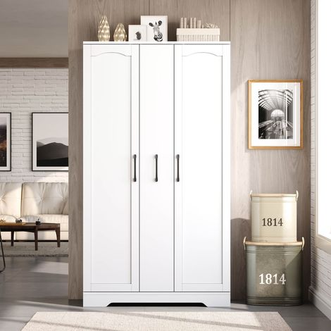 Meuble de cuisine avec range-épices, 2 portes, rangement coulissant à 4 niveaux et étagères réglables, 150x78x40 cm, MDF - Blanc (1/5)