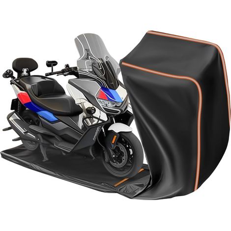 Bache Voiture Exterieur Entièrement Fermée, 245x115x135cm Oxford 420D, Imperméable à 360 et Résistante aux Poussière Pluie Neige UV Vent pour Scooter Mobylette Moto Street Scrambler,245x115x135cm (1/5)