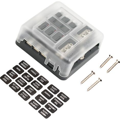 Stück 6-fach DC 12V-24V Flachsicherungshalter mit LED-Anzeige und Schutzabdeckung für Auto, Boot, Schiff, Trike (1/5)