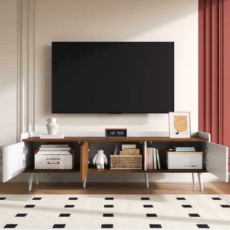TV Möbel Sideboard 160 cm mit Stauraum Weiß Natur OKMYHOME (1/5)