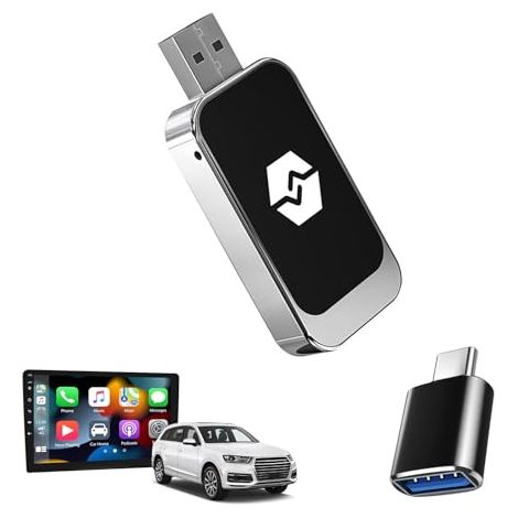 Adattatore wireless Android Auto CarPlay, dongle Bluetooth 2 in 1 per Android Auto e CarPlay, adattatore per auto con USB-C, Plug & Play, connessione stabile, 20 g