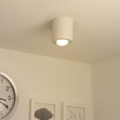 Runder Aufbaustrahler schwenkbar Deckenbeleuchtung - Farbe: weiß - LED Leuchtmittel: GU10 5W Warmweiß 230V 40° (1/5)