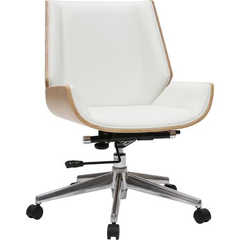Poltrona da ufficio design legno chiaro e bianco CURVED