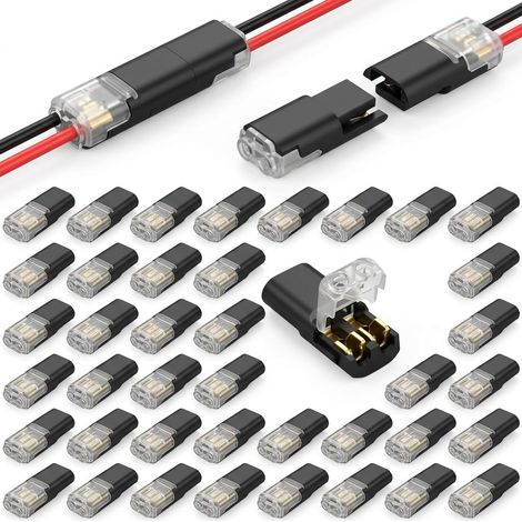 Lot de 44 Connecteur Electrique à 2 Broches, Electrique 12V Etanche 2 Broches, Connecteur Rapide 12V 24V pour Voiture Moto Camion, Connecteur de Câble sans Dénudage, Compatible 18-22 AWG 0.35-0.75mm² (1/5)