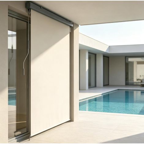 Toldo vertical exterior 250 x 160 cm de poliéster y aluminio, crema DESVIAE (1/5)