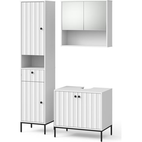 Juego de muebles de baño de 3 piezas Eliza, Ondulación blanca, 3 partes, Vicco (1/5)