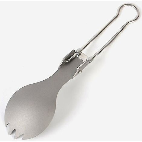 RHG Cuillère de pique-nique de camping en plein air, couverts portables, cuillère pliante avec dents, 1 pièces (1/5)