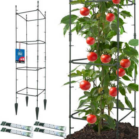 KOTARBAU® Lot de 4 Tuteur Tomate, Treillis Plante Grimpante Exterieur 29x29x120cm, Tuteurs Modulaires, Tuteur Plante, PVC, Vert, Treillis pour Plantes Grimpantes, Support Tomates Potager (1/5)