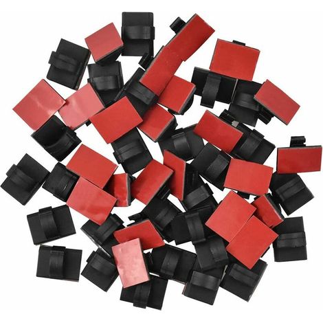 Fascette per cavi in plastica nera e clip adesive per cavi (50 pezzi) - AquaForge (1/5)