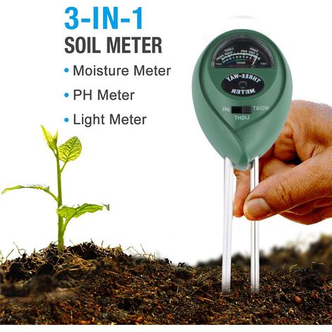 Capteur D'Humidité Du Sol - Testeur 3-en-1 Humidité Lumière pH - Pour Jardin Potager Et Plantes D'Intérieur - 1 Pièce (1/5)