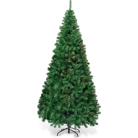 Albero di Natale 210cm con aghi in PVC base metallica Abete per casa ufficio negozi hotel (1/5)