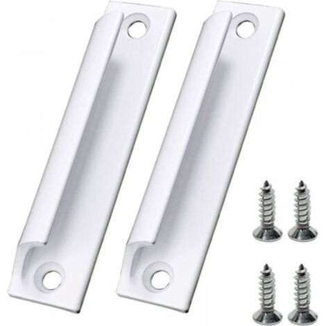 2 Pieces White Sliding Door Handle Aluminum Alloy Furniture Handle Window Handle with Screws (1/4)