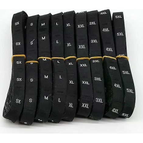 Étiquettes pour vêtements - 10 rouleaux d'étiquettes en tissu polyester noir XL - Noir, XL (1/3)