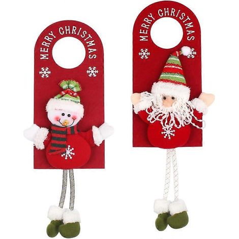 Weihnachtstürhänger, 2 Stück, Weihnachtstüranhänger, Weihnachtstürdekorationen, Weihnachtsmann-Türhänger für Zuhause, Hotel, Türhängerbrett, Türknauf ( (1/5)