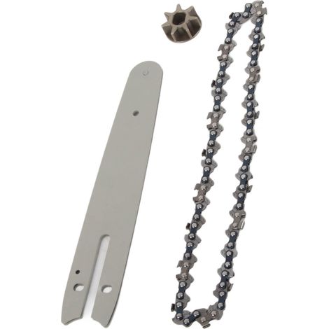 Kit chaîne de tronçonneuse avec pignon en acier de 186 mm, guide-chaîne de 230 mm et chaîne de 15 cm (6 pouces). Accessoires de rechange pour mini tronçonneuse électrique. (1/5)