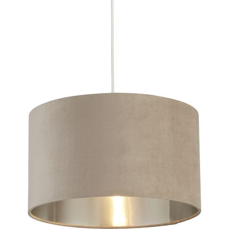 Abatjour velours Taupe avec intérieur argenté Diamètre 38cm x Hauteur 22cm (1/4)