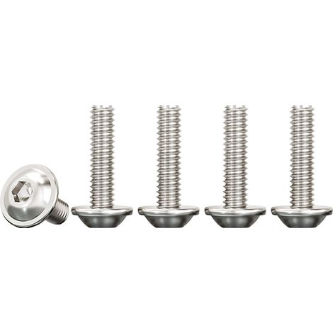 Vis à Tête Bombée avec Bride et Six Pans Creux, 50 Pièces Vise à Métaux M4x20mm Acier Inoxydable A2 V2A Boulon à Hexagonale pour Les Connexions Mécaniques (1/5)