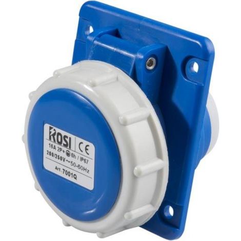 Presa industriale da incasso, 230V, 2P+T, 32A, IP67, 80x80mm, inclinata 10° - Rosi 1007004Q (1/2)