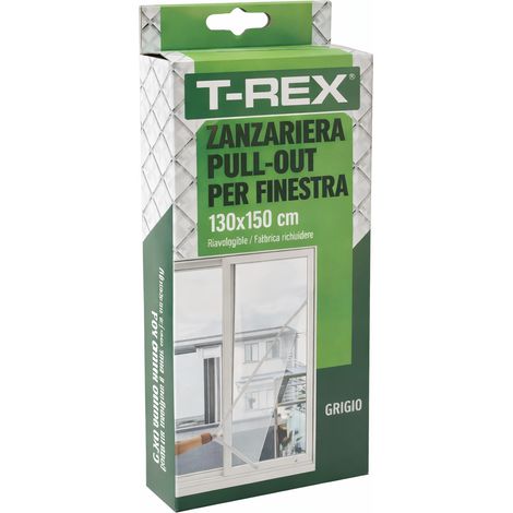 ZANZARIERA POLIESTERE FINESTRA PULL-OUT- cm.130x150 grigio - 5 blister T-REX
