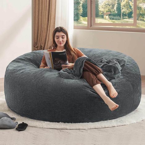6FT Sitzsack-Sessel, großes Modell, Dunkelgrau, für Erwachsene HAVRYA (1/4)