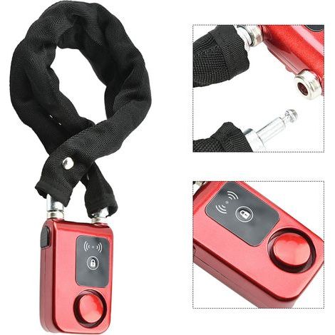 Cadenas de Vélo Intelligent Bluetooth Antivol Étanche avec Contrôle par Application Mobile Rouge Y797G