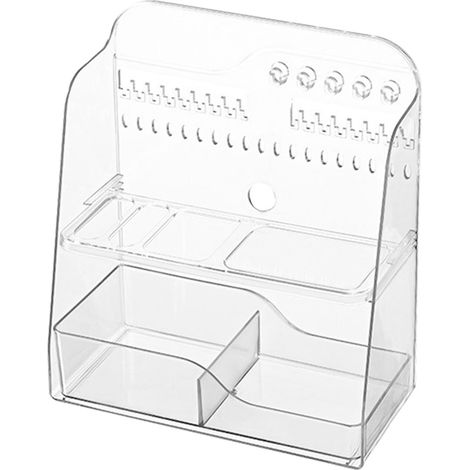 Boîte de rangement bureau organiseur maquillage plastique transparent blanc tiroir bijoux coffret cosmétique pour armoire plan de travail (1/5)