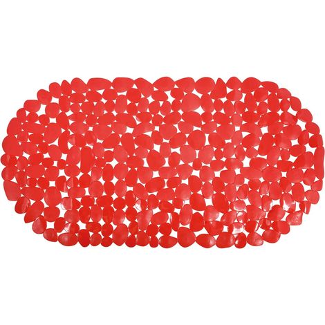 1 Tapis De Bain PVC Antidérapant Galets 35x68cm Pour Douche Et Baignoire Rouge (1/5)
