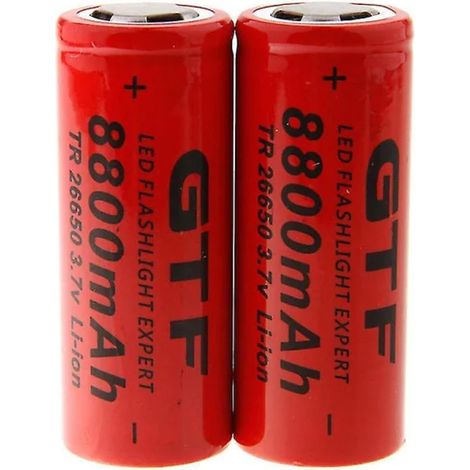 Batterie rechargeable lithium 26650 8800mAh GTF, pile haute capacité pour lampes torches puissantes, cellule longue durée, charge rapide, compatible avec éclairage LED. (1/4)