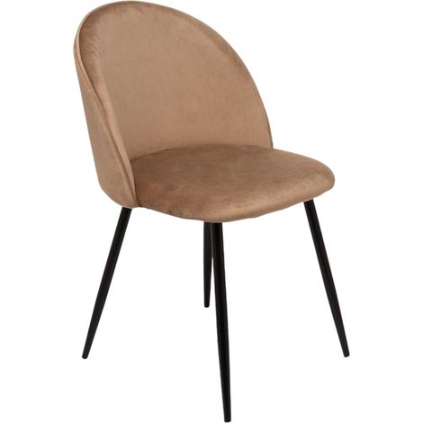 Dmora - Sedia Stinson, Poltrona rivestita in velluto, Sedia da pranzo imbottita, Seduta per riunioni, 51x54h82 cm, Sabbia, con imballo rinforzato