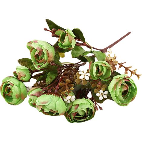 Fleurs Artificielles Camélia Vert - Décoration Mariage Et Maison En Soie - Réalisme Élevé Pour Vase - Lot De 1 (1/2)