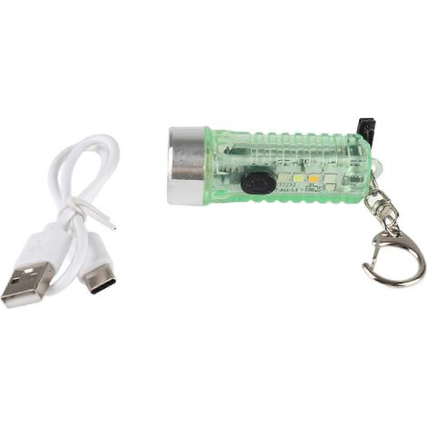 Mini lampe torche LED porte-clés, portable et multifonctionnelle, rechargeable par USB, design compact, pour une utilisation nocturne sûre en extérieur et en intérieur. Verte (1/5)