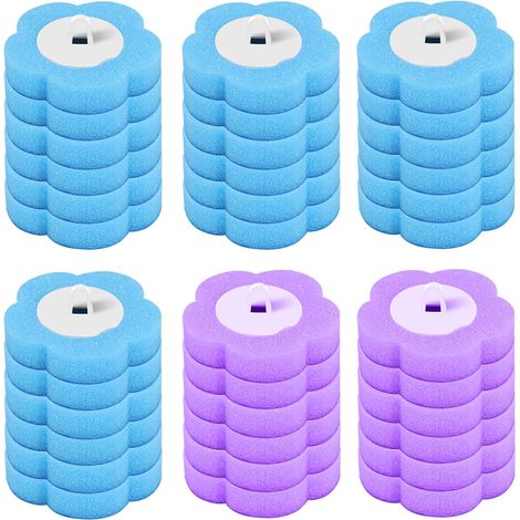 Sollbry Lot de 36 têtes de rechange jetables pour brosse de toilette,accessoires de nettoyage,kit de nettoyage de brosse WC avec têtes recharge(blue,violet) (1/5)