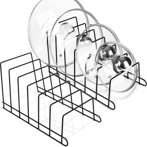 Soporte para tapas y platos, metal, negro, 2 uds.