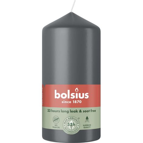 Bolsius Stumpenkerze grau 12 cm Ø 5,8 cm Stumpenkerze