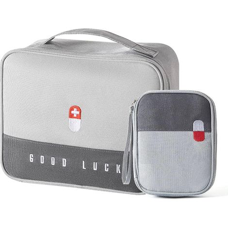 (gris 2pcs) Bote Mdicale En Tissu, Bote Pharmacie Portable, Bote De Rangement Multifonctionnelle, 25x20x13.5 Cm (1/5)