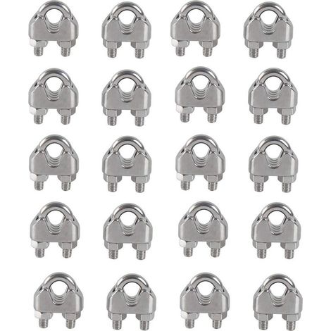 M3 Serre-Câbles Etrier U Boulon Clip De Câble 304 Acier Inoxydable Selle De Pince De Câble Câble Métallique Clips Pour Etendoir Linge Exterieur20pcs (1/5)
