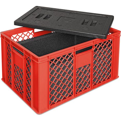 BRB Récipient euro avec boîte isotherme en EPP, 600 x 400 x 320 mm, 25 l, rouge (1/2)