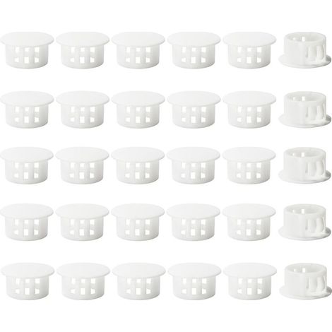 Embouts d'insertion - Embouts de fixation ronds verrouillables - Pour tubes de poteaux de clôture de meubles - 18 mm, 30 unités - Blanc (1/5)