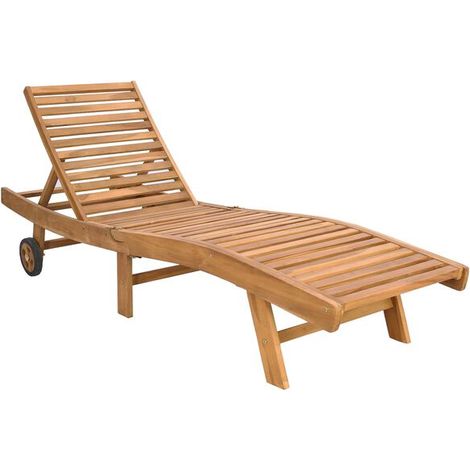 Fauteuil lounge en teck massif, marron (1/5)