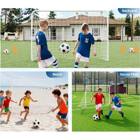 But de football, cadre en acier, dimensions 3,65 m x 1,82 m, Convient à tous les âges, Conception résistante aux intempéries, Testé CE (1/5)