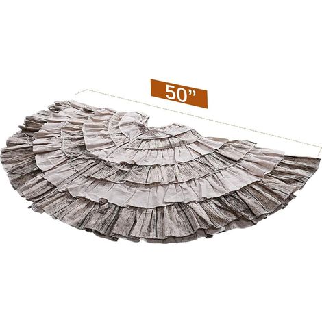 Tapis de sapin de Noël à volants, 122 cm, tapis de sapin de Noël à carreaux vichy 6 couches pour décorations de sapin et fêtes de Noël (1/5)