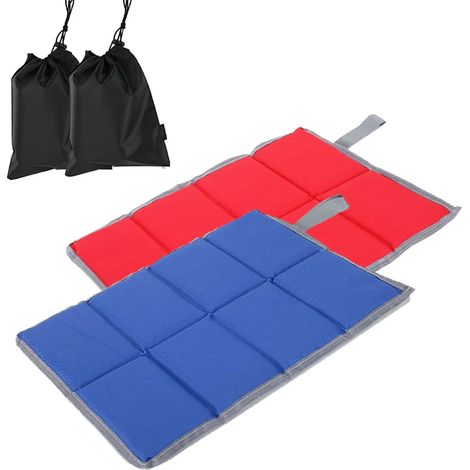Lot de 2 coussins de siège pliables et thermiques pour l'extérieur, imperméables, pour le jardin et le camping, vert foncé et couleur café. (1/4)