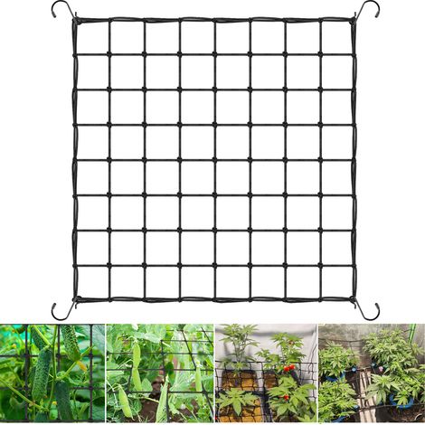 Filet de treillis 100x100 cm, filet Scrog avec crochets, filet de Support de treillis élastique robuste en maille, filet pour plantes flexible (1/5)