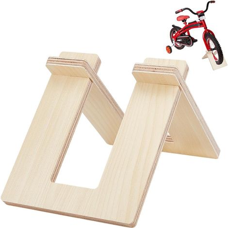 Juego de 2 soportes de madera para bicicletas, soporte de exhibición para bicicletas de equilibrio, estante portátil para bicicletas para almacenamiento en el hogar y el garaje, 16,7 x 26 x 14,5 cm (1/5)
