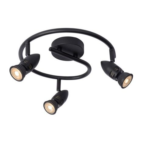 Plafoniera nera Caro Lucide 3 faretti orientabili GU10