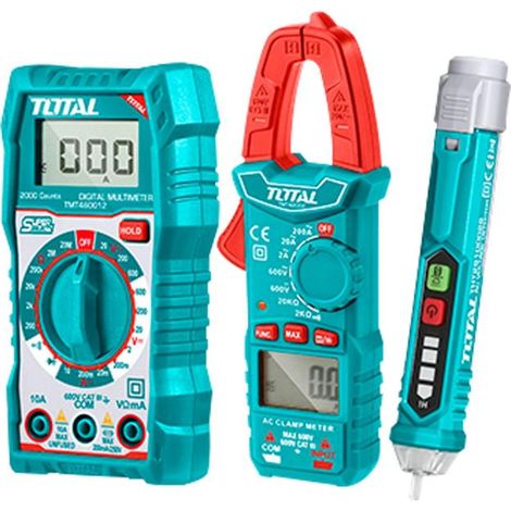 TOTAL Digitalmultimeter, Zangenmultimeter und Wechselspannungsprüfer-Set, Total TMT43028